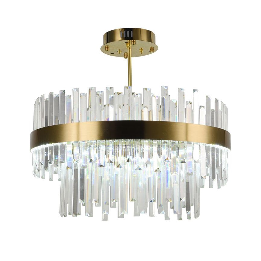 Lámpara de araña de cristal LED regulable en un poste LED/80W/230V 3000-6500K dorado + control remoto