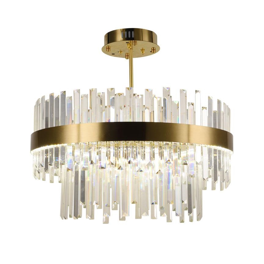 Lámpara de araña de cristal LED regulable en un poste LED/80W/230V 3000-6500K dorado + control remoto