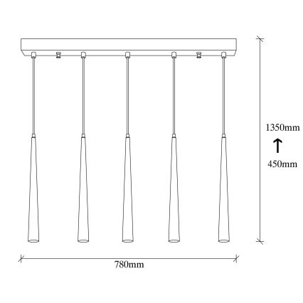 Lámpara colgante LED UGUR 5xLED/3W/230V