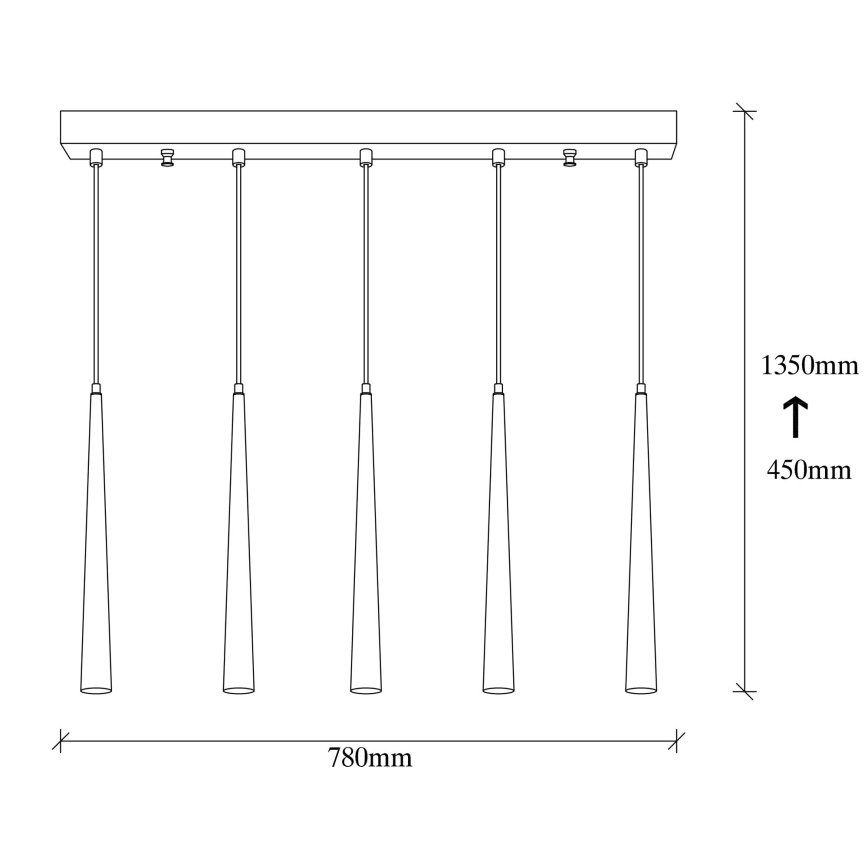 Lámpara colgante LED UGUR 5xLED/3W/230V