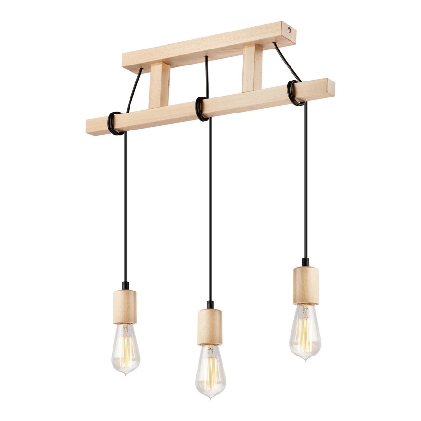 Lámpara colgante LEON 3xE27/60W/230V haya