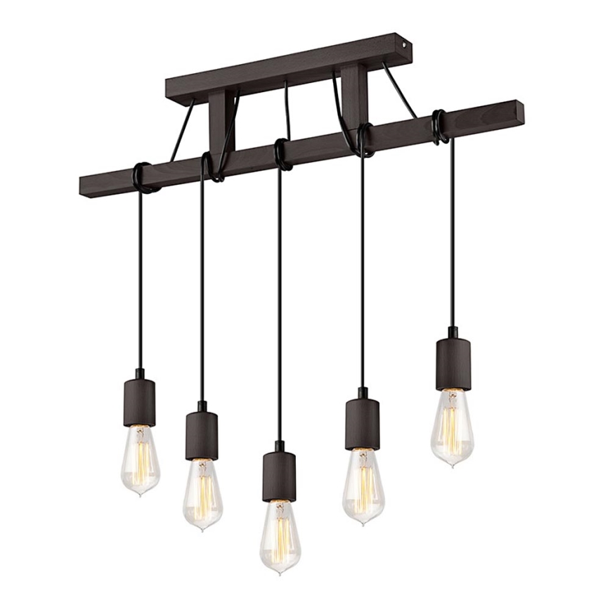 Lámpara colgante LEON 5xE27/60W/230V haya