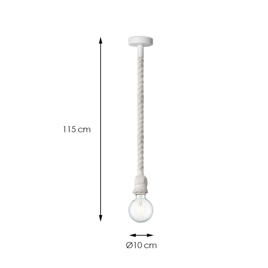 Lámpara colgante LEONARDO ROPE 1xE27/10W/230V blanco