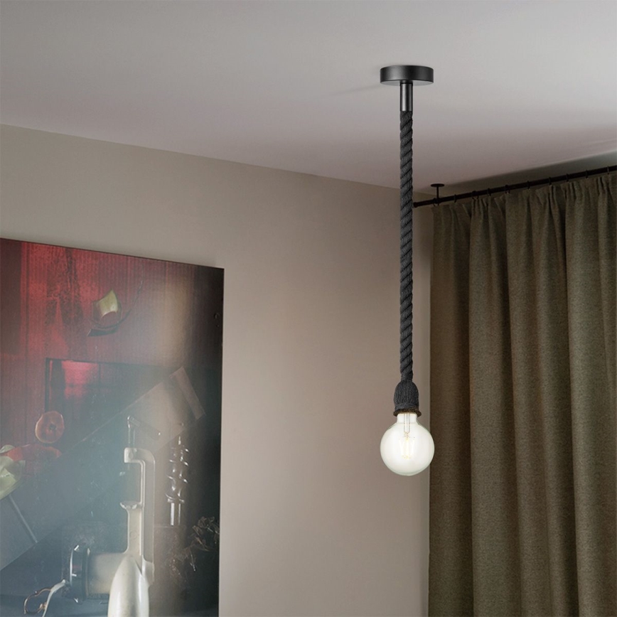 Lámpara colgante LEONARDO ROPE 1xE27/10W/230V negro