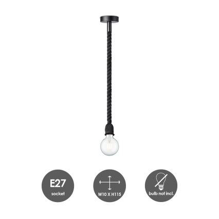 Lámpara colgante LEONARDO ROPE 1xE27/10W/230V negro