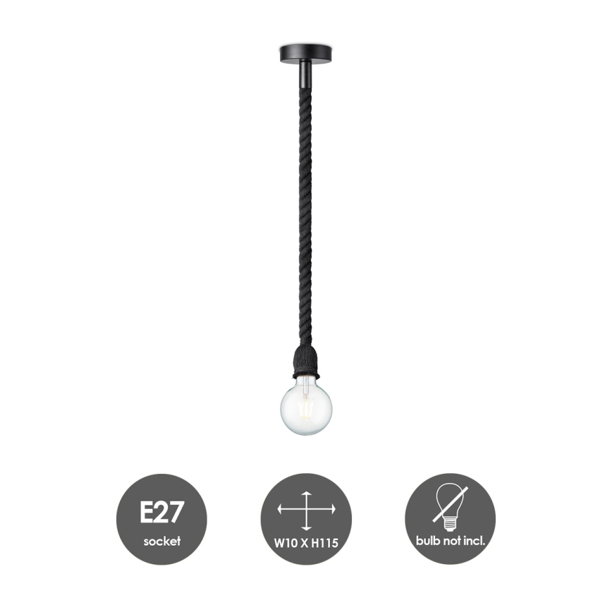 Lámpara colgante LEONARDO ROPE 1xE27/10W/230V negro