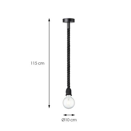 Lámpara colgante LEONARDO ROPE 1xE27/10W/230V negro