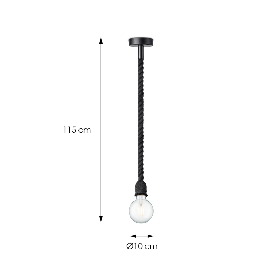 Lámpara colgante LEONARDO ROPE 1xE27/10W/230V negro