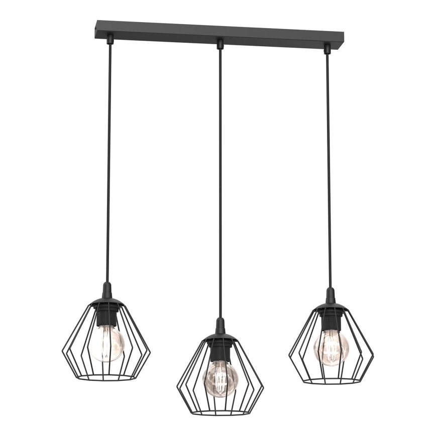 Lámpara colgante LETI 3xE27/15W/230W negro