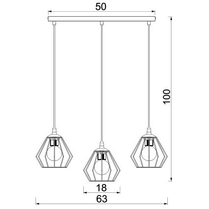 Lámpara colgante LETI 3xE27/15W/230W negro