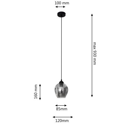 Lámpara colgante LILI 1xE27/15W/230V negro/gris