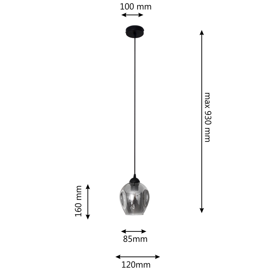 Lámpara colgante LILI 1xE27/15W/230V negro/gris