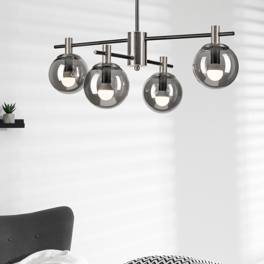 Lámpara colgante LILOU 4xE14/5W/230V cromo mate/ahumado