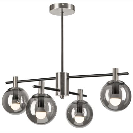 Lámpara colgante LILOU 4xE14/5W/230V cromo mate/ahumado