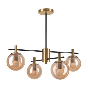 Lámpara colgante LILOU 4xE14/5W/230V dorado/negro/beige ahumado