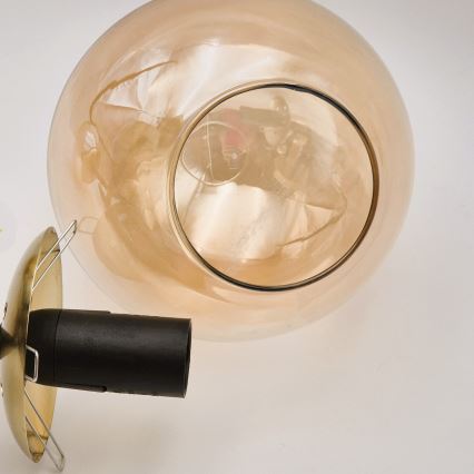 Lámpara colgante LILOU 4xE14/5W/230V dorado/negro/beige ahumado