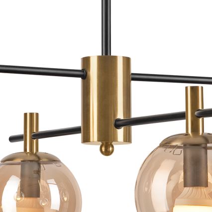 Lámpara colgante LILOU 4xE14/5W/230V dorado/negro/beige ahumado
