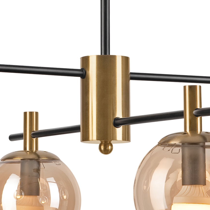 Lámpara colgante LILOU 4xE14/5W/230V dorado/negro/beige ahumado