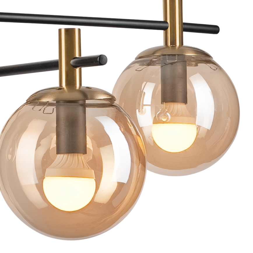 Lámpara colgante LILOU 4xE14/5W/230V dorado/negro/beige ahumado