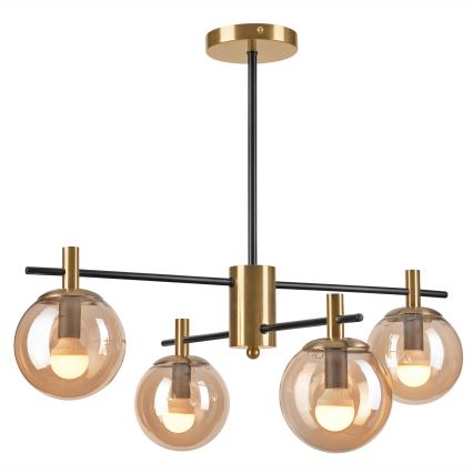 Lámpara colgante LILOU 4xE14/5W/230V dorado/negro/beige ahumado