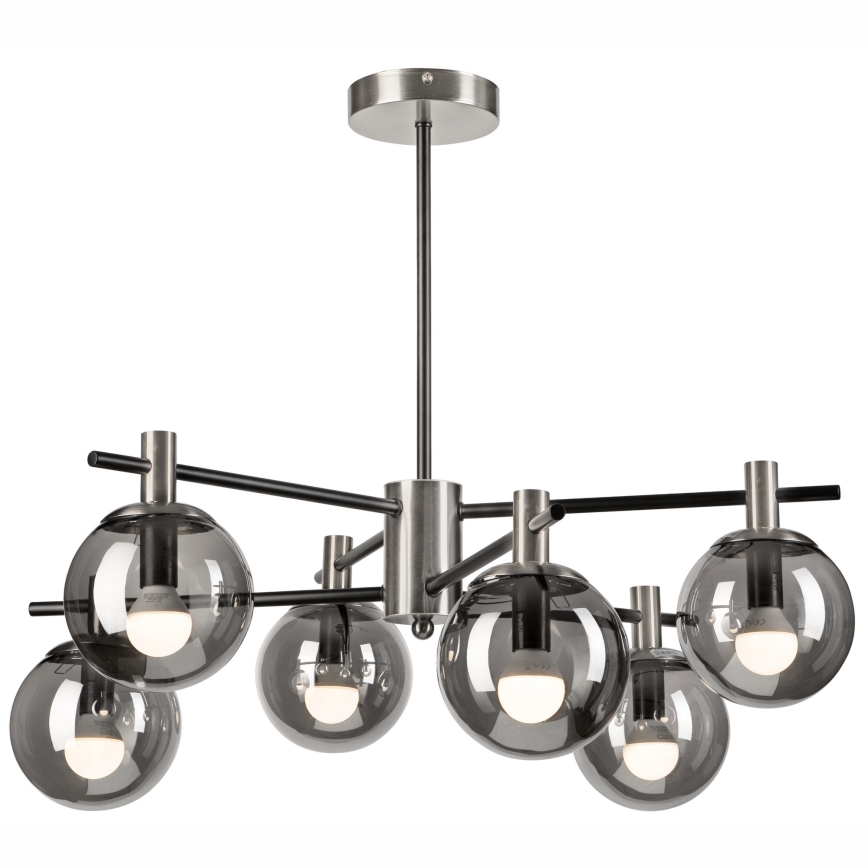Lámpara colgante LILOU 6xE14/5W/230V cromo mate/ahumado