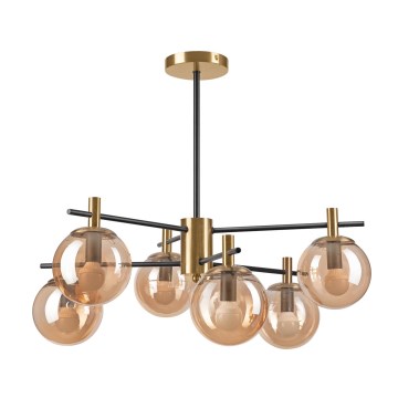 Lámpara colgante LILOU 6xE14/5W/230V dorado/negro/beige ahumado