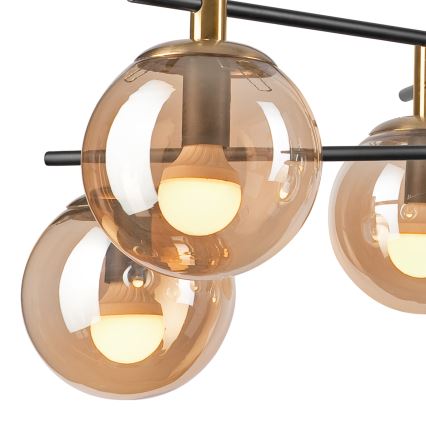 Lámpara colgante LILOU 6xE14/5W/230V dorado/negro/beige ahumado