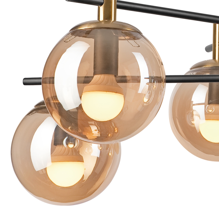 Lámpara colgante LILOU 6xE14/5W/230V dorado/negro/beige ahumado