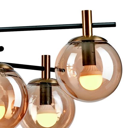 Lámpara colgante LILOU 6xE14/5W/230V dorado/negro/beige ahumado