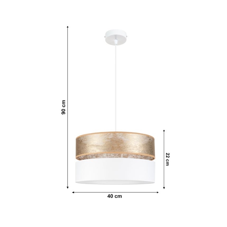 Lámpara colgante LIMA 1xE27/60W/230V blanco/dorado