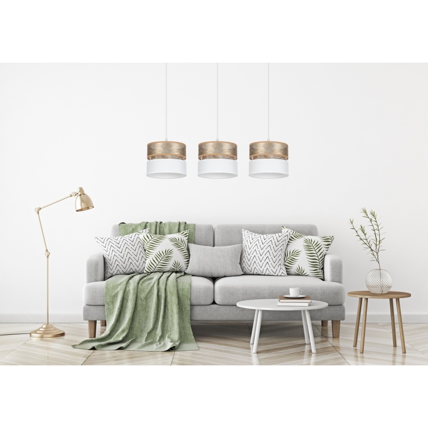 Lámpara colgante LIMA 3xE27/60W/230V dorado/blanco
