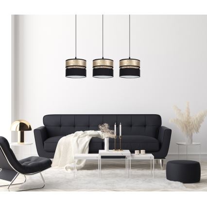 Lámpara colgante LIMA 3xE27/60W/230V dorado/negro
