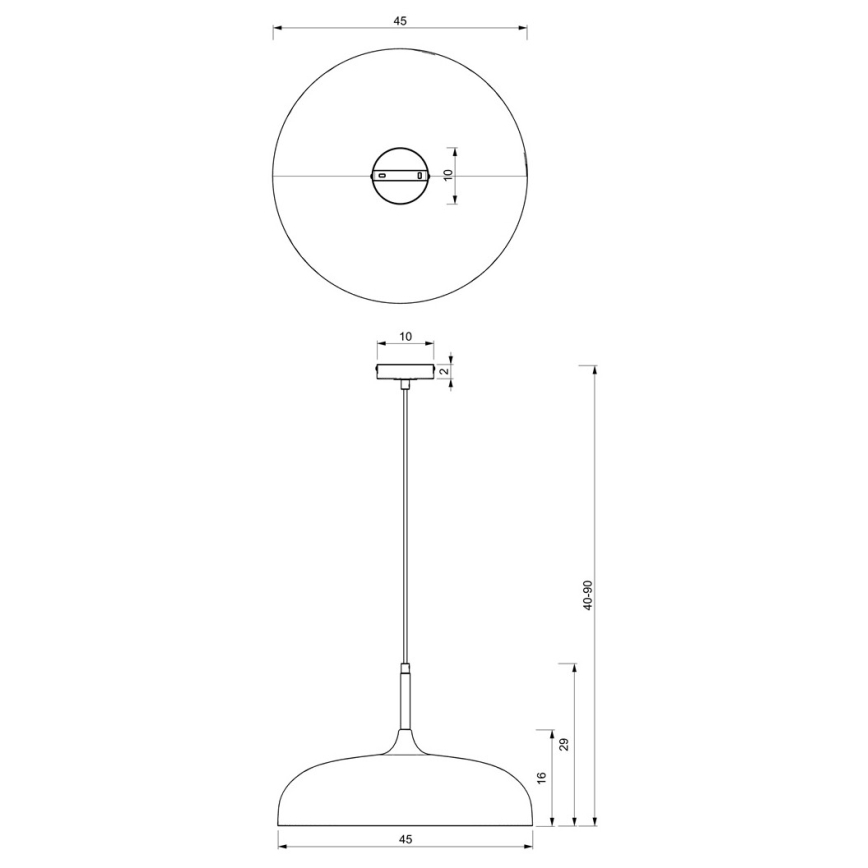 Lámpara colgante LINCOLN 1xE27/60W/230V diá. 45 cm negro