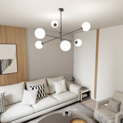 Lámpara colgante LINEAR 6xE14/10W/230V negro/blanco