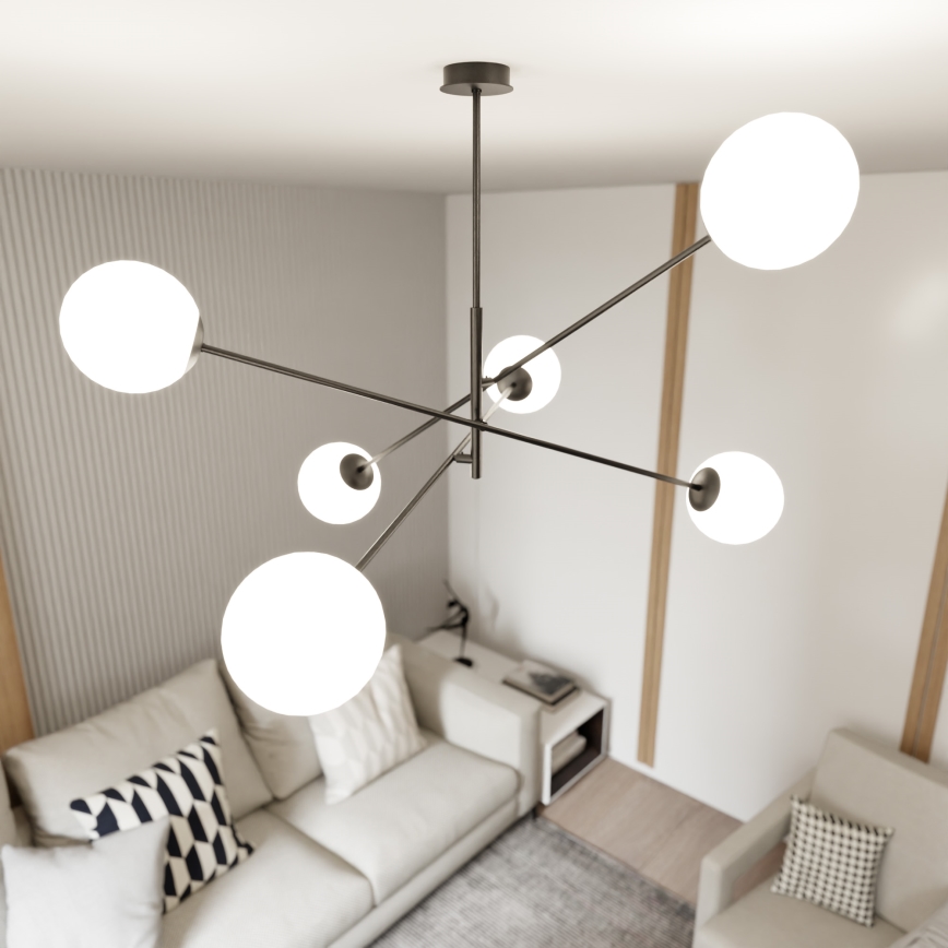 Lámpara colgante LINEAR 6xE14/10W/230V negro/blanco