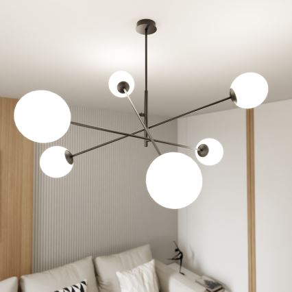 Lámpara colgante LINEAR 6xE14/10W/230V negro/blanco