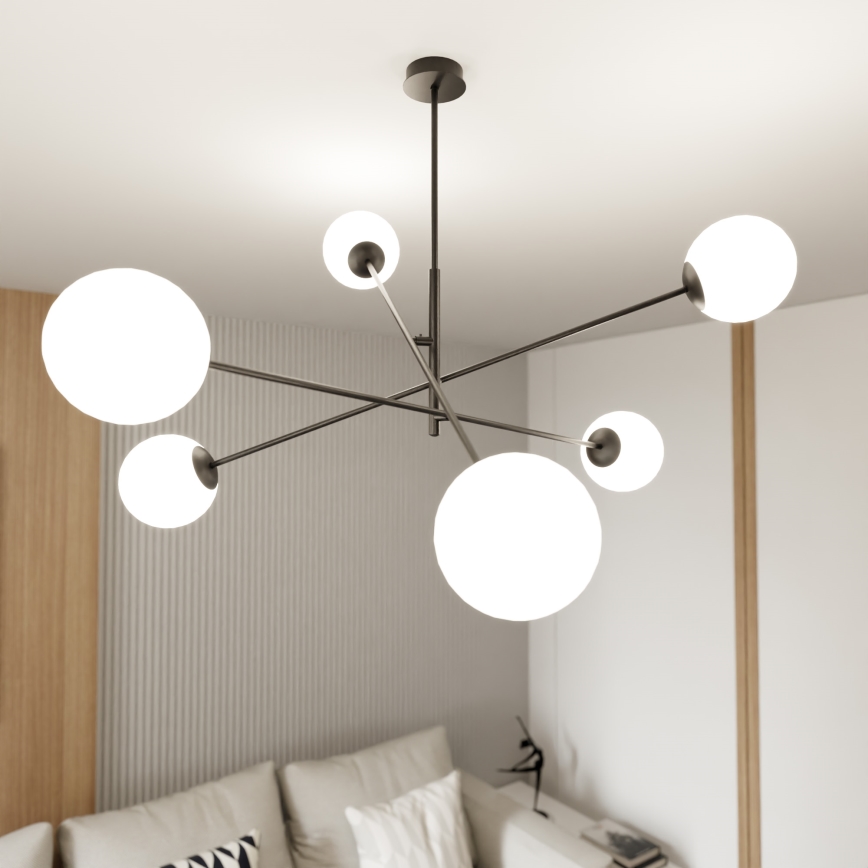 Lámpara colgante LINEAR 6xE14/10W/230V negro/blanco
