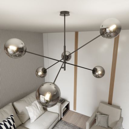 Lámpara colgante LINEAR 6xE14/10W/230V negro/gris