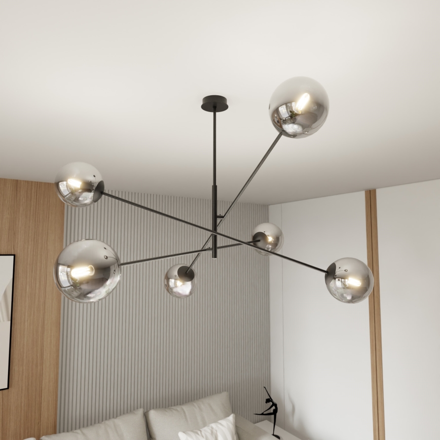 Lámpara colgante LINEAR 6xE14/10W/230V negro/gris