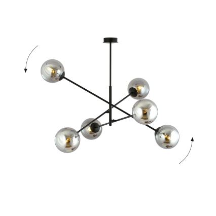 Lámpara colgante LINEAR 6xE14/10W/230V negro/gris