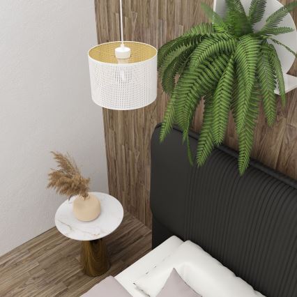 Lámpara colgante LOFT SHADE 1xE27/60W/230V diá. 25 cm blanco/dorado