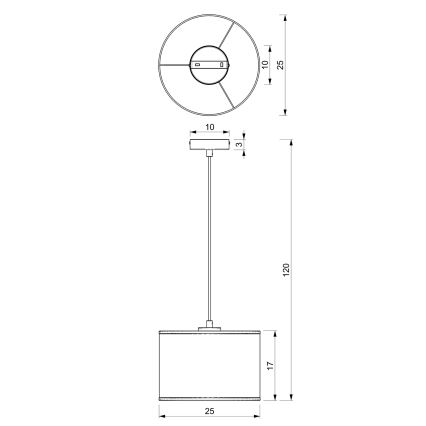 Lámpara colgante LOFT SHADE 1xE27/60W/230V diá. 25 cm blanco/dorado
