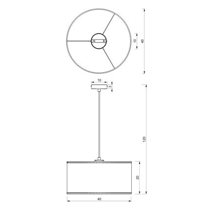 Lámpara colgante LOFT SHADE 1xE27/60W/230V diá. 40 cm negro/dorado