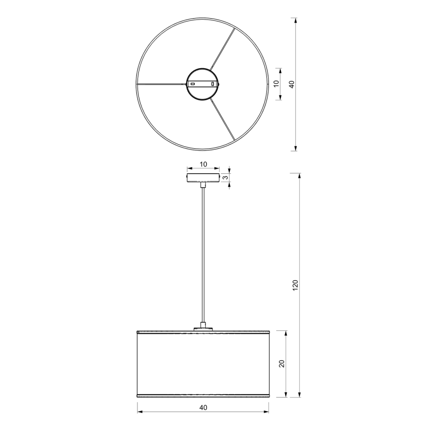 Lámpara colgante LOFT SHADE 1xE27/60W/230V diá. 40 cm negro/dorado