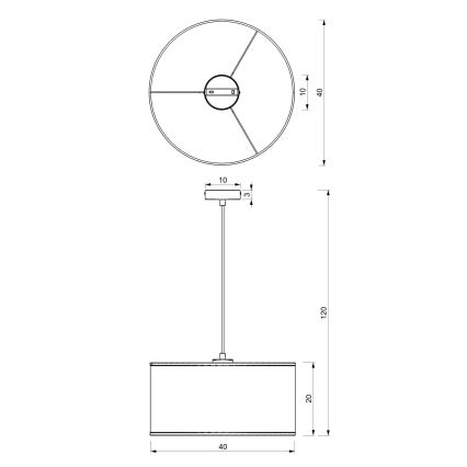 Lámpara colgante LOFT SHADE 1xE27/60W/230V diá. 40 cm negro