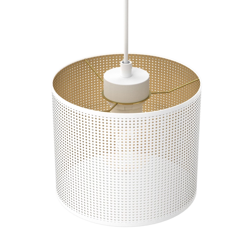 Lámpara colgante LOFT SHADE 3xE27/60W/230V blanco/dorado