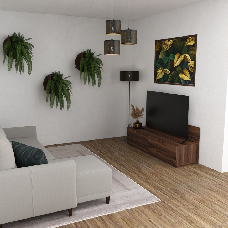 Lámpara colgante LOFT SHADE 3xE27/60W/230V negro/dorado