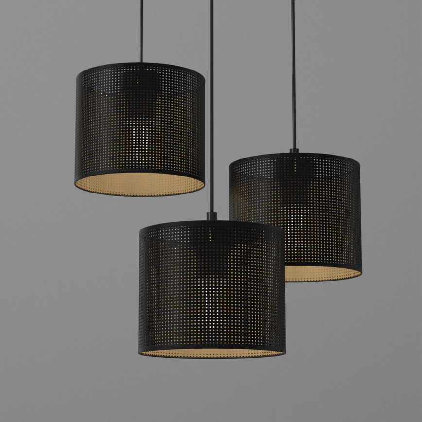 Lámpara colgante LOFT SHADE 3xE27/60W/230V negro/dorado