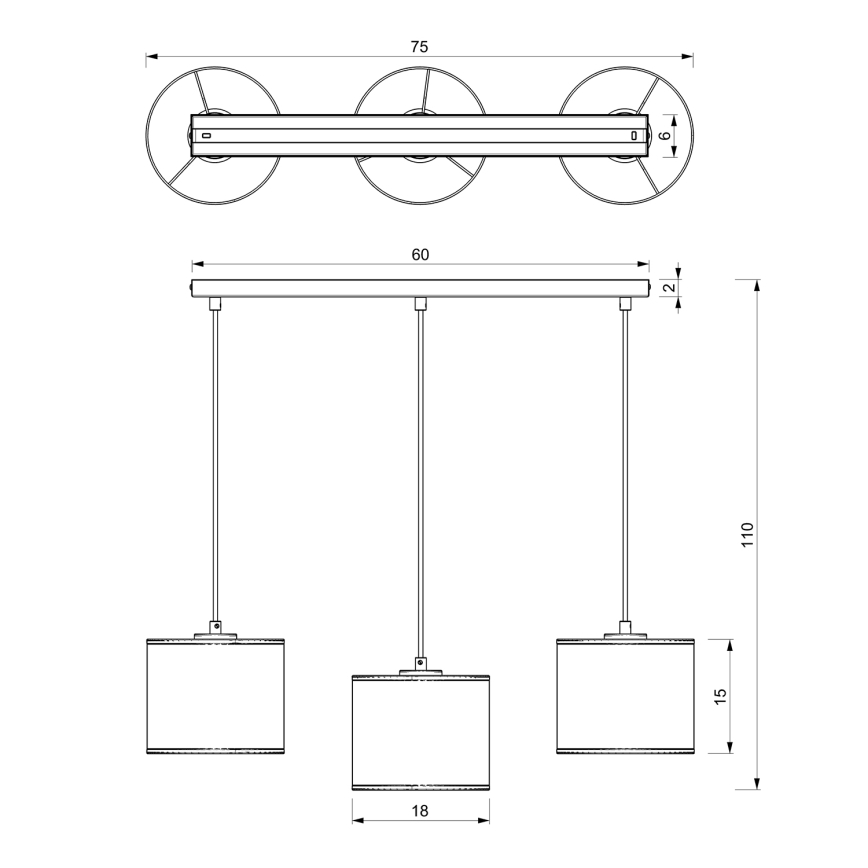 Lámpara colgante LOFT SHADE 3xE27/60W/230V negro