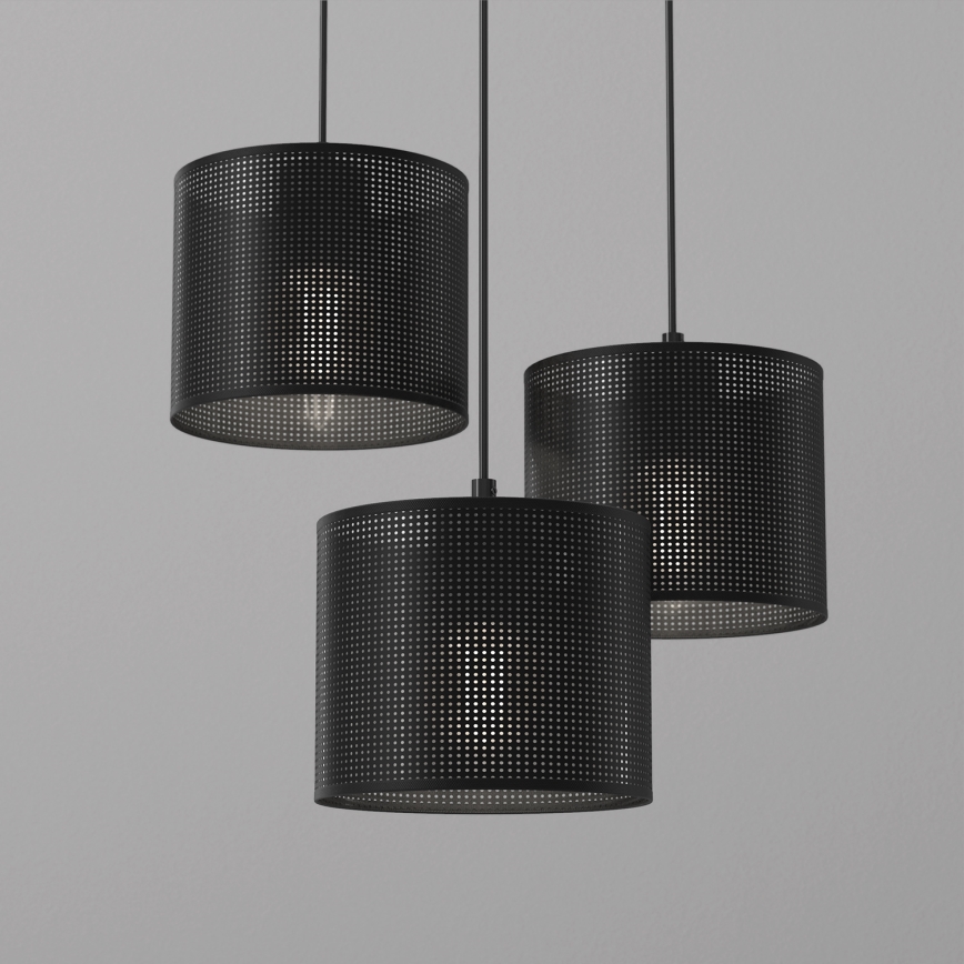 Lámpara colgante LOFT SHADE 3xE27/60W/230V negro